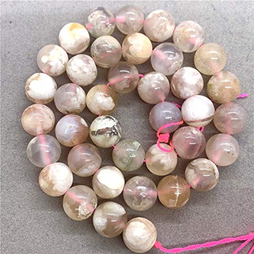 ABCGEMS Madagascan Cherry Flower Sakura Agate Beads AKA Cherry Blossom Agate (Gorgeous Inclusions) Crystal Chakra Energy Healing Stone DIY Jewelry Making Smooth Round 10mm - color: Sakura Agate (From Madagascar)