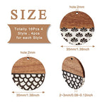 FASHEWELRY 16Pcs Flat Round Wood Resin Earrings Charms 35mm Round Wooden Earring Blanks Charms 4 Styles Wooden Earring Findings for Jewelry Making - color: Flat Round-4 Styles-Mixed Pattern