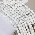 MJDCB Best Sellers Natural Stone Beads Faceted Polygon White Howlite Crystal Energy Stone Healing Power for Jewelry Making(8mm) - color: White Howlite