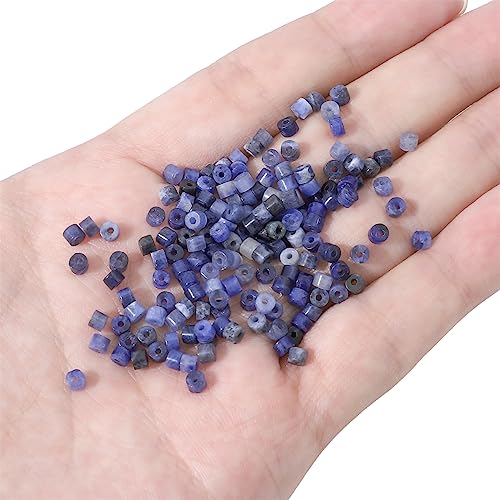 BEADIA Natural Blue Sodalite Short Cylinder Beads 2x3mm 155pcs Tube Loose Semi Gemstone Beads for Jewelry Making Design - color: Blue Sodalite