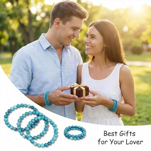 Yochus 45pcs Blue Apatite Stone Beads，8mm Healing Power Natural Stone Round Loose Beads for Jewelry Making Earring Necklace DIY Crafts - color: Blue Apatite Stone, size: 8mm 45beads