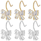 Beebeecraft 20Pcs/Box 2 Colors Cubic Zirconia Earring Hooks Bowknot Rhinestone French Fish Hooks with Loop for Women DIY Jewelry Earring Making Findings - color: Bowknot Earring Hooks