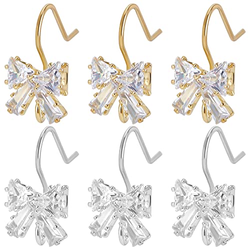 Beebeecraft 20Pcs/Box 2 Colors Cubic Zirconia Earring Hooks Bowknot Rhinestone French Fish Hooks with Loop for Women DIY Jewelry Earring Making Findings - color: Bowknot Earring Hooks