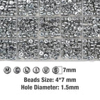 Melius Acrylic Silver Letter Beads, 1450 Pcs 4x7mm Round Alphabet Beads in 28 Grid Box for Jewelry Making, DIY Bracelets, Necklaces, Key Chains, Bracelets - color: Silver, size: 4x7mm