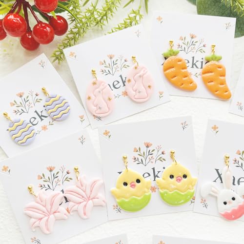 Easter Polymer Clay Cutters Set - 12pcs Sharp & Durable Bunny, Chick, Egg & Lily Shapes for DIY Earring Jewelry Making, Soft Clay Crafts & Spring Holiday Supplies - color: 2L color