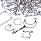 100g Antique Silver Bezel Charms Pendants Alloy Open Back Bezel Blanks Hollow Pressed Flower Frame Pendant Resin Molds for DIY Jewelry Crafts Making Necklace Earrings, Mixed Styles