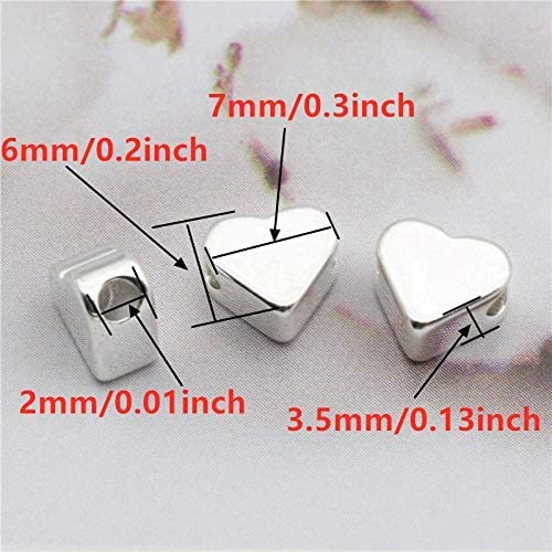 200 Pcs Heart Shape Spacer Beads Small Hole Spacer Beads Metal Loose Beads for Making Bracelet Necklace Earring Accessories DIY Handmade Craft (Silver) - color: 200 Pcs Silver