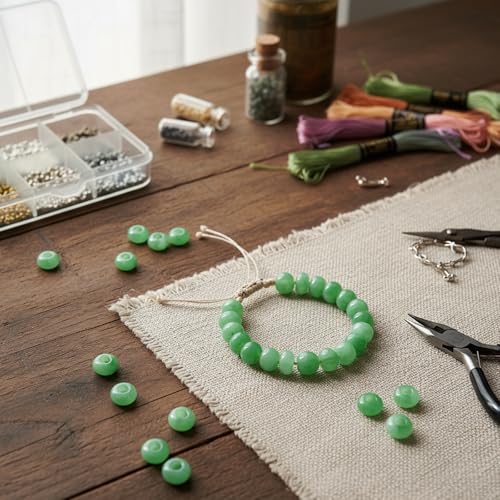 Large Hole Beads for Jewelry Making-100pcs 14mm European Rondelle Spacer Beads,Big Hole Craft for Bracelets(Green) - color: Green