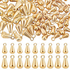Beebeecraft 1 Box 80Pcs Teardrop Charms Dangle End Beads Extender Chain Drop Water Charms for Jewelry Making Findings - color: Gold, size: 6x3mm/8x4mm