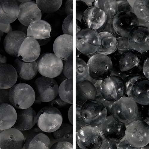 100Pcs Glass Beads 10mm Round Moon Frosted Cracked Water-Activated Transparent Glazed Beads, Ideal for DIY Bracelets Necklaces Phone Charms Craft Supplies (Black) - color: Black