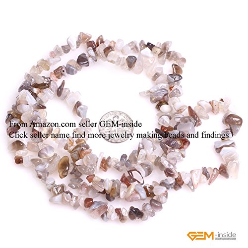 GEM-Inside GEM-Inside 7-8MM Gemstone Botswana Agate Gravel Beads Strands 34 Inches - color: Botswana Agate