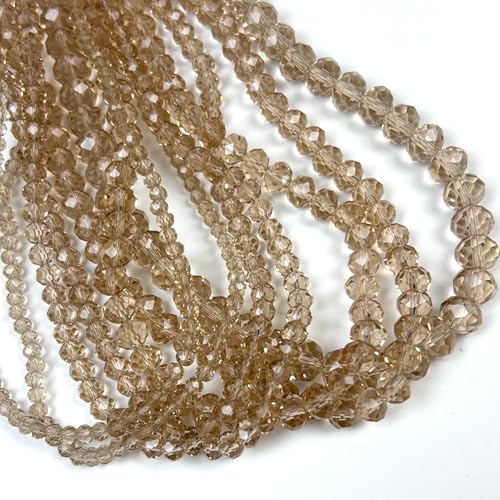 580pcs 4/6/8/10mm Glass Beads Silver Champagne Faceted Crystal Briolette Loose Beads for Bracelets Necklaces DIY Crafts - color: Silver Champagne