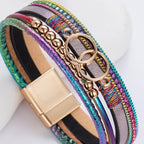FANCY SHINY Mothers Day Gifts Boho Leather Wrap Bracelet Stackable Infinity Chunky Cuff Bracelets Western Hippie Outfits Jewelry Valentine Gifts for Women - color: Rainbow