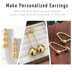 220Pcs No Tarnish Ball Stud for Earring Making, stino Hypoallergenic Stainless Steel Earring Posts, Jewelry Findings Supplies, Silver & Gold Plated (Gold Plated) - color: Gold