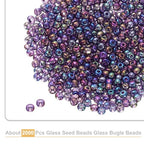 uxcell 2000 Pcs Glass Seed Beads Bulk, 4mm Mini Loose Glass Bugle Beads for DIY Earrings, Necklaces, Bracelets, Jewelry Making, Dark Purple - color: Dark Purple, size: 4mm