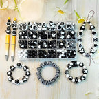 Black and White Chunky Acrylic Bead, Beads for Pens Focal Beads Bracelet Beads Loose Spacer Bead Heart Star Kandi Bead for DIY Beadable Pens Necklaces Earings Keychains Jewelry Making (Black+White) - color: Black+White