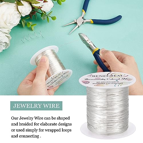 BENECREAT 24 Gauge 87 Yards Tarnish Resistant Silver Wire Jewelry Beading Wire for Beading Wrapping and Other Jewelry Craft Making - color: Silver, size: 24 Gauge