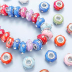 PIPITREE 40PCS Acrylic Beads 8 * 15mm Focal Beads for Pens Acrylic Flat Bulk Bead Rhinestone AB Mixed Color 6mm Large Hole Bead for Keychains Beadable Pens DIY Crafts Jewelry Making & Gift Giving - color: Rhinestone