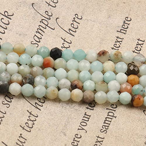 Song Xi 120pcs 3mm Natural Amazonite Gemstone Beads Faceted Round Loose Stone Beads for Jewelry Making - color: Amazonite, size: 2.8-3.3mm