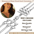 Dailyacc Lucky Necklace Layering Clasp 18K Gold and Silver Multi Strand Clasps for Stackable Necklaces - color: 2Pcs 3 Silver 3Gold