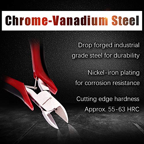 SPEEDWOX Diagonal Pliers Micro Wire Cutters 4 Inches Fine Pliers Precision Side Nipper Mini Plastic Nippers Side Cutting with Spring Angled Head Professional Jewelry Making Tools - style: Tapered Head Diagonal Pliers