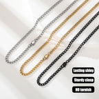 3 Pcs Cuban Link Chain Necklace for men, 4mm Stainless Steel Silver Black and 18K Gold Plated Chains Necklace men Women, 18"/22"/26"/30 Inches - size: 26 Inches