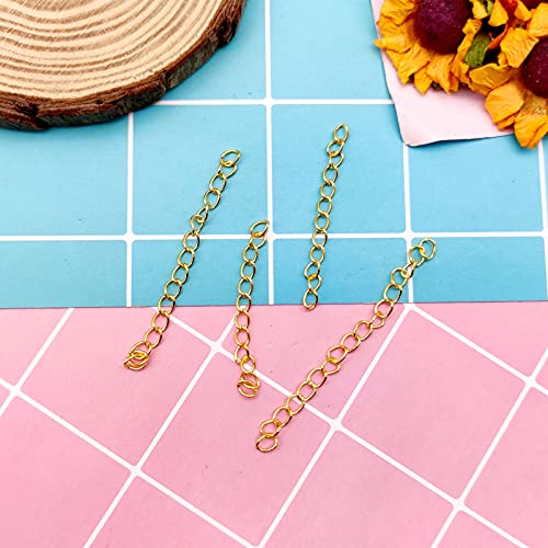 100Pcs Necklace Chain Extender for Jewelry Making,Stainless Steel Bracelets Extender Bracelet Chain Extenders Chains Extensions Tails for Necklaces Bracelet,Anklets,Jewelry Making Supplies(Gold) - color: 100pcs Gold