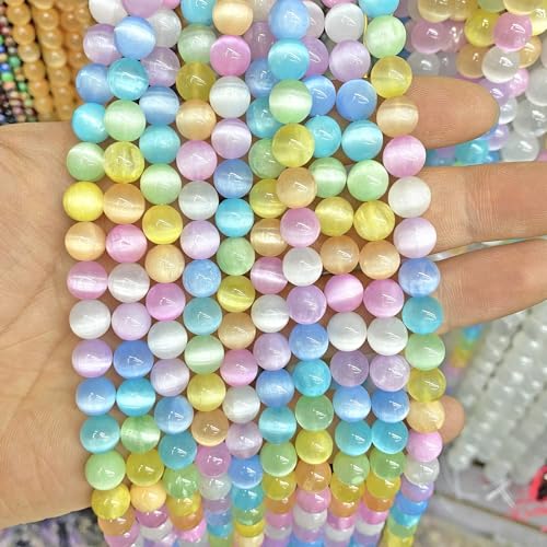 8MM 45PCS Colorful Selenite Gypsum Stone Crystal Beads for Jewelry Making DIY Bracelet - color: Colorful Selenite, size: 8mm