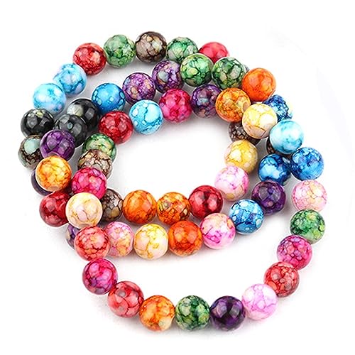 200PCS Acrylic Crystal Beads for Jewelry Making Round Loose Beads Charms Ink Patterns for Bracelets Earring Necklace Rings Adults Beading DIY Art Craft Projects Decor Birthday Gifts (14mm) - size: 14mm