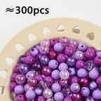 12mm Purple Acrylic Beads 300pcs Focal Spacer Bead Chunk Bubblegum Beads for DIY Crafting Necklace Bracelet Jewelry Making Keychain (Purple) - color: purple