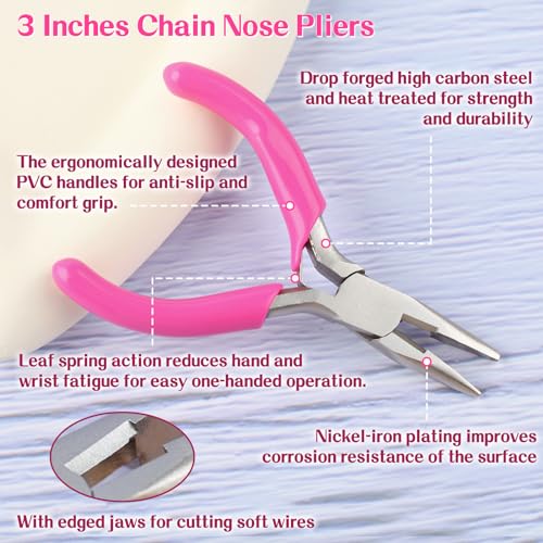 SPEEDWOX 3 Inch Chain Nose Pliers for Jewelry Making - Miniature, Pocket, Needle-Nose, Jewelry Making, Micro Pliers - style: Chain Nose Pliers