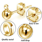 180 Pieces Ball Post Earring Stud with 200 Pieces Butterfly Back Earrings with Loop for DIY Jewelry Making Findings, 4 mm 5 mm 6 mm(Gold) - color: Gold