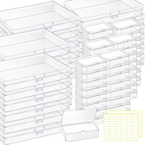 Bead Storage Box,72pcs Transparent Plastic Storage Containers Different Sizes,Crayon Box, Small Item Management Box And Labels,DIY Jewelry Craft Nails, Bracelets, Jewelry, Diamonds, (5.3x3.15x1.2) - color: 5.3x3.15x1.2