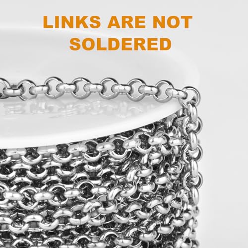 33FT Stainless Steel Rolo O Chains Roll, 3.5mm 304 Stainless Steel Round Rolo Chain Spool Bulk for Jewelry Making - color: stainless steel, size: 3.5mm