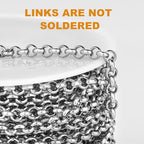 33FT Stainless Steel Rolo O Chains Roll, 2.5mm 304 Stainless Steel Round Rolo Chain Spool Bulk for Jewelry Making - color: stainless steel, size: 2.5mm