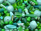 1.4oz (40g) Variative Mix of Pressed Czech Glass Beads, Green - color: G4 Green