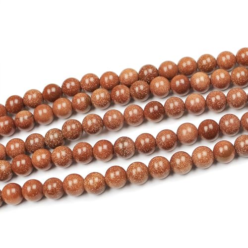 MJDCB AAA Natural Gold Sand Gemstone Loose Round Beads Spacer Beads for Jewelry Making (4mm) - color: Gold Sand Stone, size: 4mm