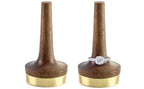 QWORK Wooden Ring Holder for Jewelry, 2 Pack Black Walnut Wood with Brass Stand Modern Display, Gift For Wedding & Anniversary - size: 2 Pcs
