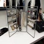 Jewelry Holder, Jewelry Organizer, folding 3 piece Jewelry Display Stand with Metal Frame, Necklace Earring Bracelet Holder, for Studs, Rings, Gift Idea, Gold, Silver, Black Color (SILVER) - color: SILVER