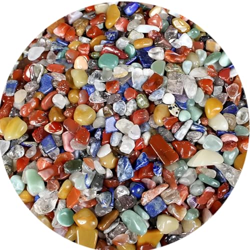 500 pcs Natural Chip Stone Beads, Hot Multicolor 5-8 mm Irregular Gemstones Healing Crystal Loose Rocks Bead Hole Drilled for Jewelry Making Bracelet - color: Hot Multicolor