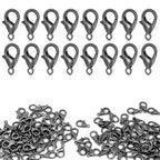 CooBigo 120pcs 12mm Lobster Clasps, Tiny Metal Alloy Lobster Claw Clasps for Necklace Bracelets Clip, Keychain Ring, Jewelry Making Accessories (Black) - color: 12mm Lobster Clasps Black