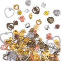stino Metal Charms for Jewelry Making 100gram, Bulk Tibetan Silver & Gold Plated Trinkets for Earring Necklace Jewelry Making and Findings - color: Heart Mixed Color