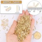 4000 Pcs Gold Glass Bugle Beads, 2 x 7 mm Embroidery Beads, Small Long Tube Seed Beads for Embroidery Craft Jewelry Making - color: Gold