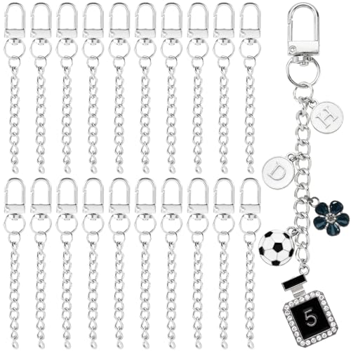 Hzopcw 20pcs Silver Keychain Making Kit, Key Ring Swivel Snap Hook Chains, Alloy Extender Keychain Bag Charm Kits for DIY Crafts Jewelry Making Handbag Purses- C Style - color: Silver-20pcs-C Style