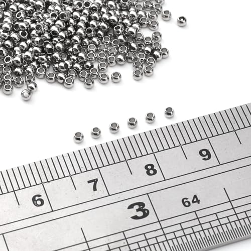 304 Stainless Steel Round Beads 2.0mm 400pcs Spacer Beads for Jewelry DIY Making and Repairing - size: 2.0mm