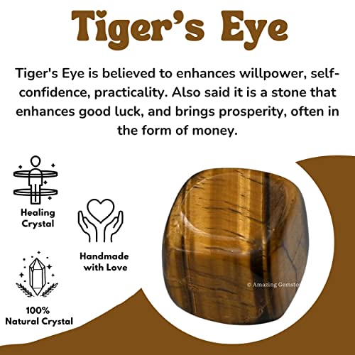 Amazing Gemstone Tiger Eye Crystal Tumbled Stones Polished Rocks - Natural Gem Stones for Healing - DIY Crystals for Protection (1 Piece) - color: Tiger Eye