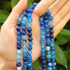 90pcs Adabele AAA Natural Banded Blue Agate Healing Gemstone 4mm (0.16 inch) Small Round Loose Beads Gem Stone Spacer for Craft Jewelry Making GC12-4 - color: Banded Blue Agate, size: 4mm (90pcs/1 Strand)