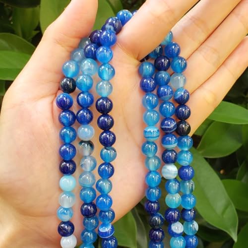 180pcs Adabele AAA Natural Banded Blue Agate Healing Gemstone 4mm (0.16 inch) Small Round Loose Beads Gem Stone Spacer for Craft Jewelry Making GC12-4 - color: Banded Blue Agate, size: 4mm (180pcs/2 strands)
