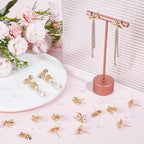SUNNYCLUE 1 Box 50Pcs Real 18K Gold Plated Bow Earring Posts Stud Earring Findings with Ear Nuts Cute Bowknot Earring Post Earrings Studs for Jewelry Making Accessories DIY Dangle Earrings Craft - style: Bow 3