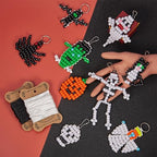 SUNNYCLUE 1 Box DIY Make 9PCS Halloween Theme Bead Pets Kit 8mm Pony Beads Assortment Box Set with Keychain, Keyring & Lanyard Clips, Instruction - color: 8mm Pony Beads Kit Halloween Themed